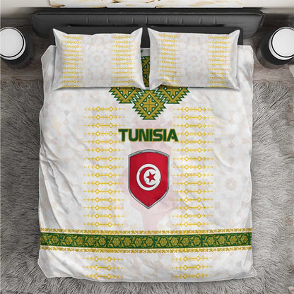 Tunisia Flag Bedding Set with National Crest and Emblem
