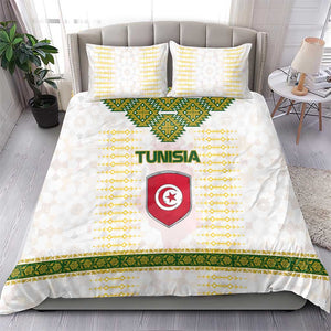 Tunisia Flag Bedding Set with National Crest and Emblem