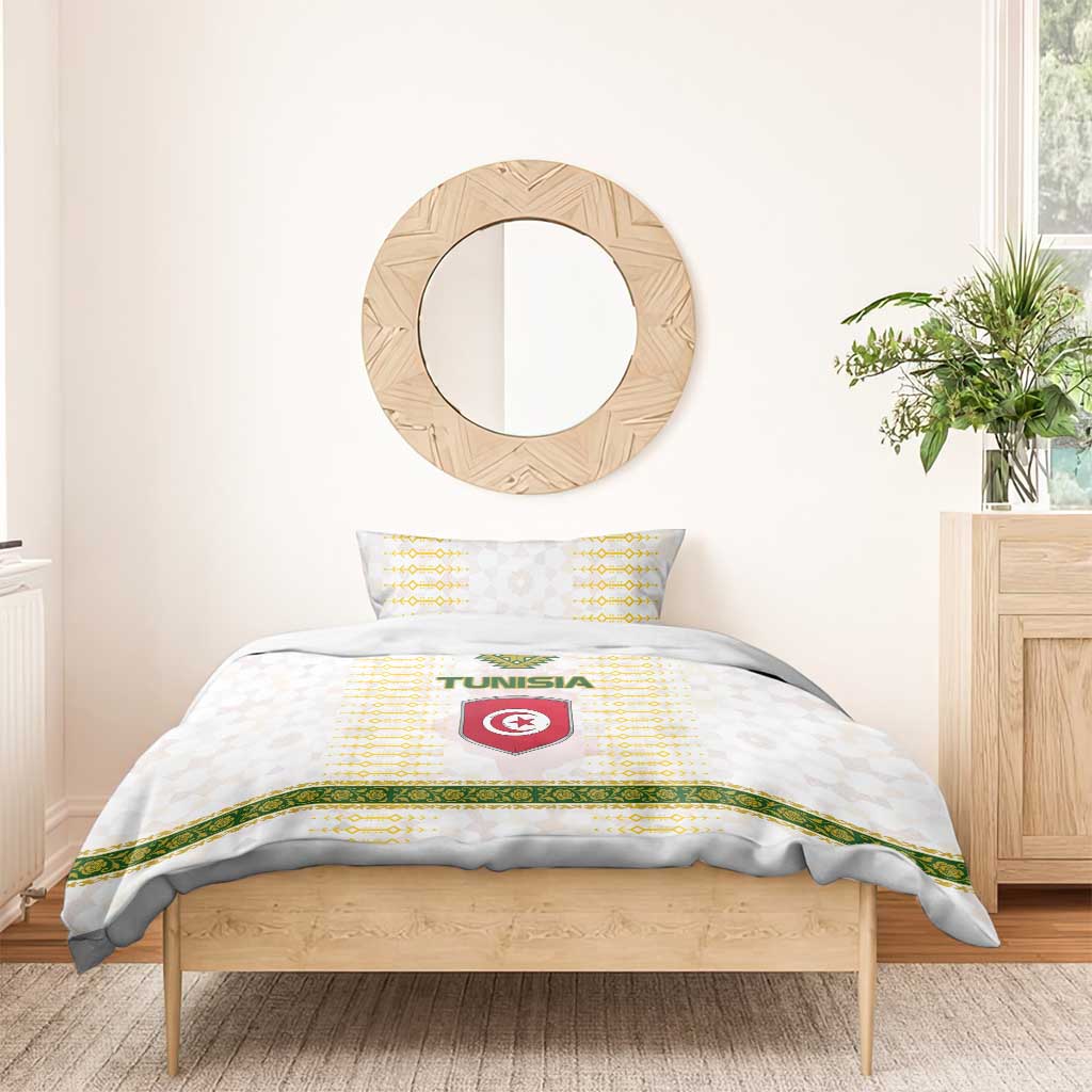 Tunisia Flag Bedding Set with National Crest and Emblem
