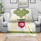 Tunisia Flag Blanket with National Crest and Emblem