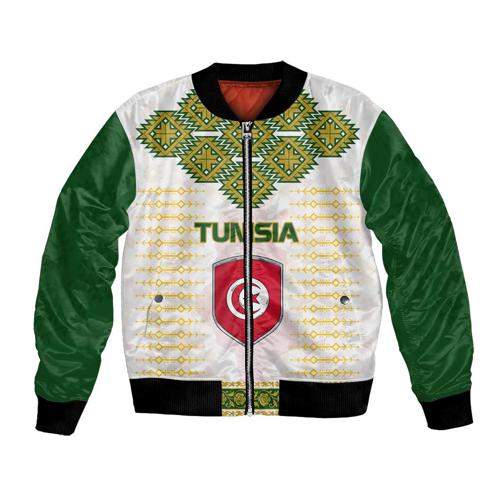 Tunisia Flag Bomber Jacket with National Crest and Emblem