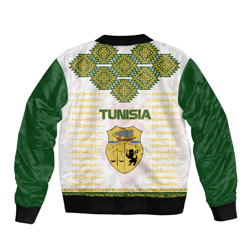 Tunisia Flag Bomber Jacket with National Crest and Emblem