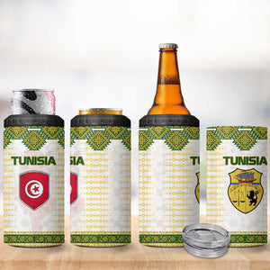 Tunisia Flag 4 in 1 Can Cooler Tumbler with National Crest and Emblem