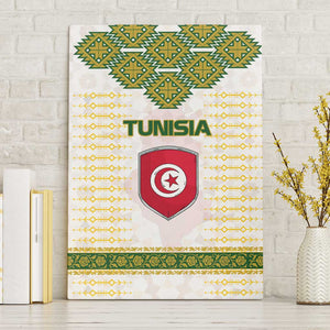 Tunisia Flag Canvas Wall Art with National Crest and Emblem