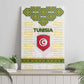 Tunisia Flag Canvas Wall Art with National Crest and Emblem