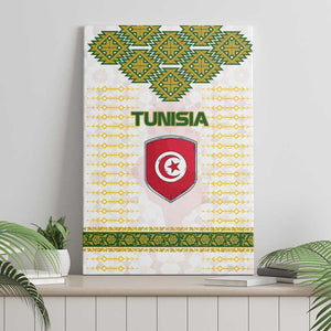 Tunisia Flag Canvas Wall Art with National Crest and Emblem