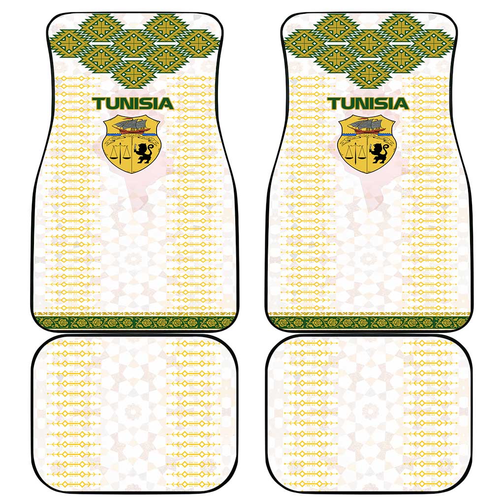 Tunisia Flag Car Mats with National Crest and Emblem