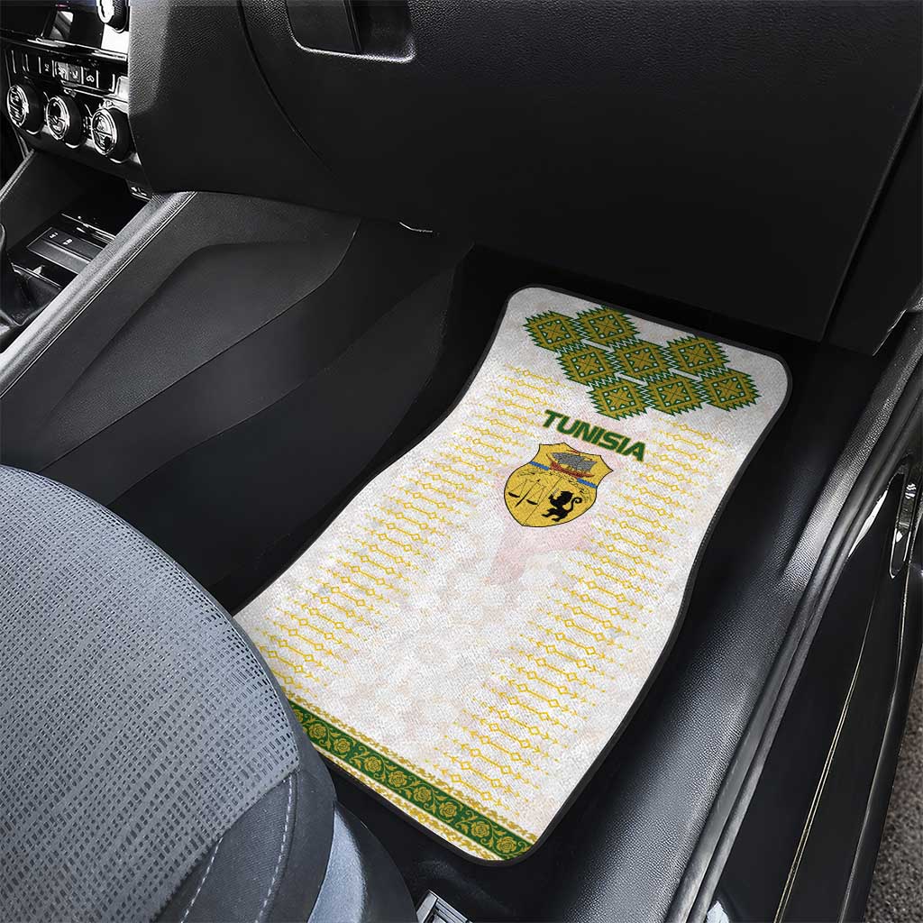 Tunisia Flag Car Mats with National Crest and Emblem