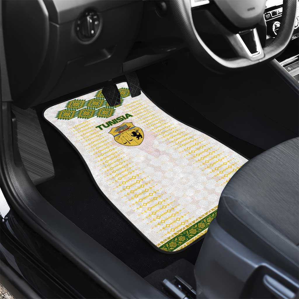 Tunisia Flag Car Mats with National Crest and Emblem