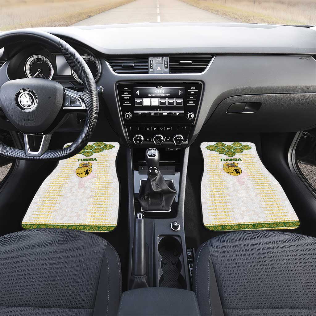 Tunisia Flag Car Mats with National Crest and Emblem