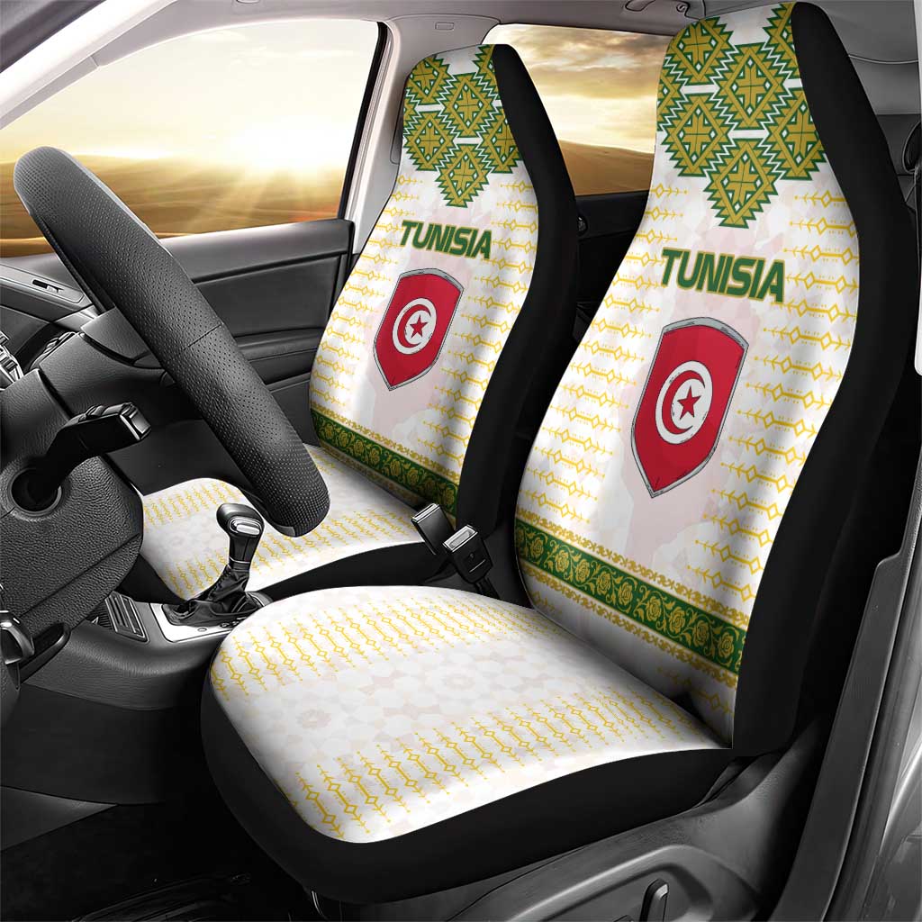 Tunisia Flag Car Seat Cover with National Crest and Emblem