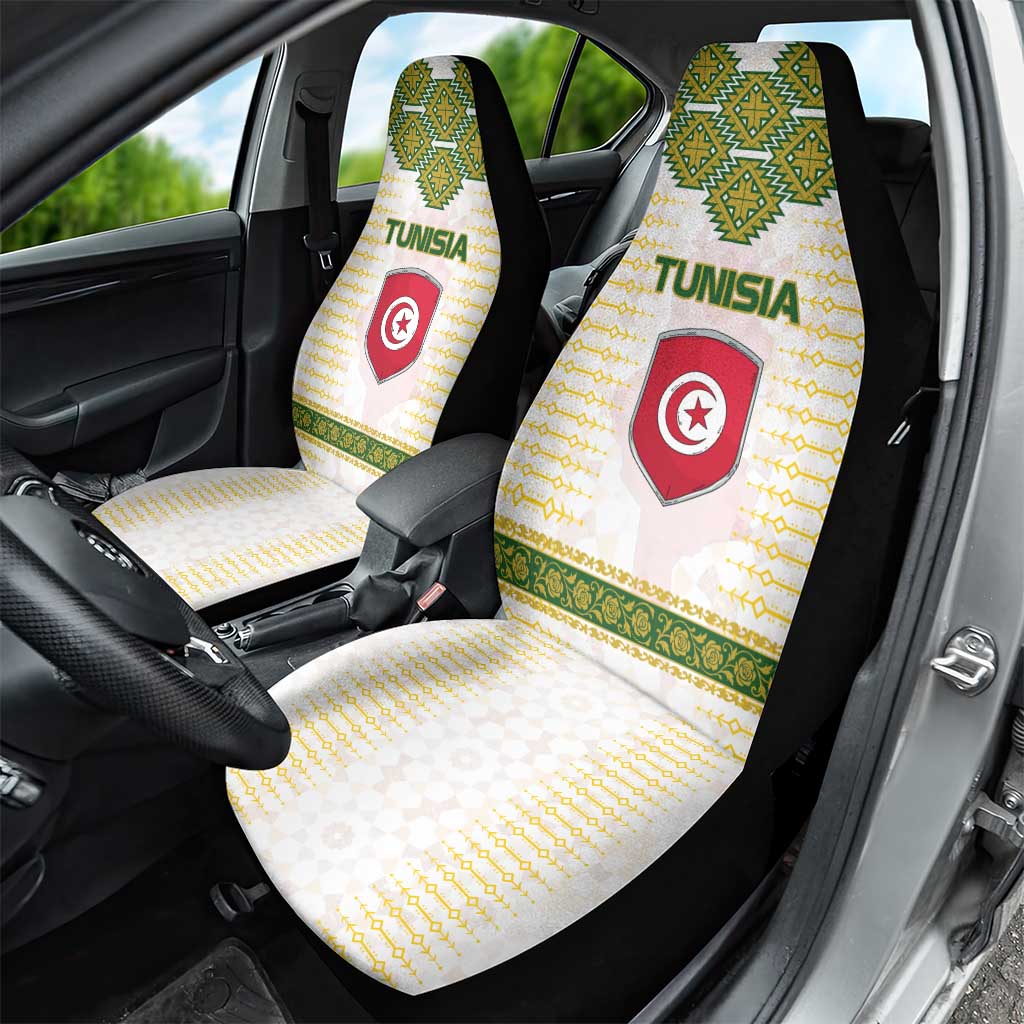 Tunisia Flag Car Seat Cover with National Crest and Emblem