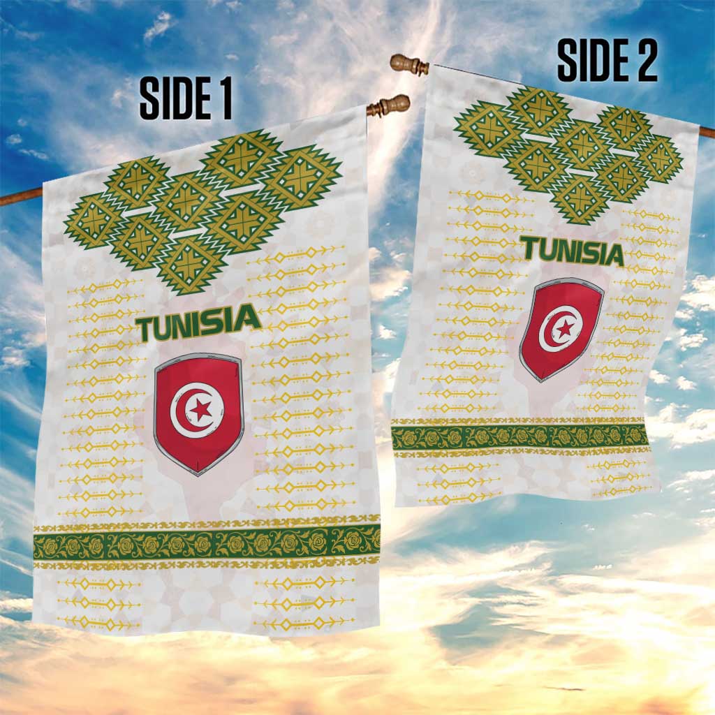 Tunisia Flag Garden Flag with National Crest and Emblem