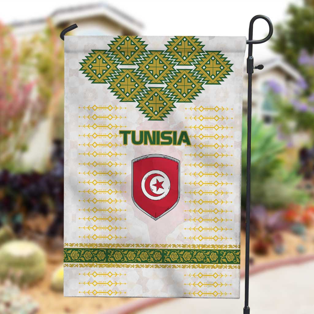 Tunisia Flag Garden Flag with National Crest and Emblem
