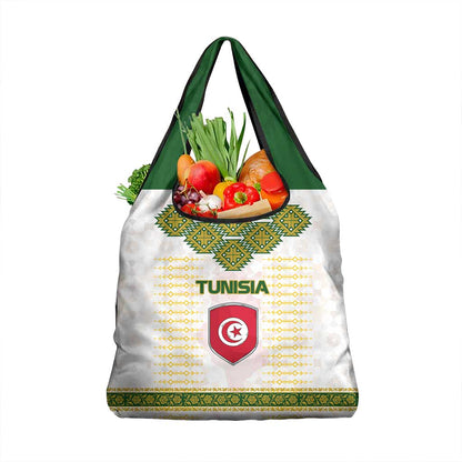 Tunisia Flag Grocery Bag with National Crest and Emblem