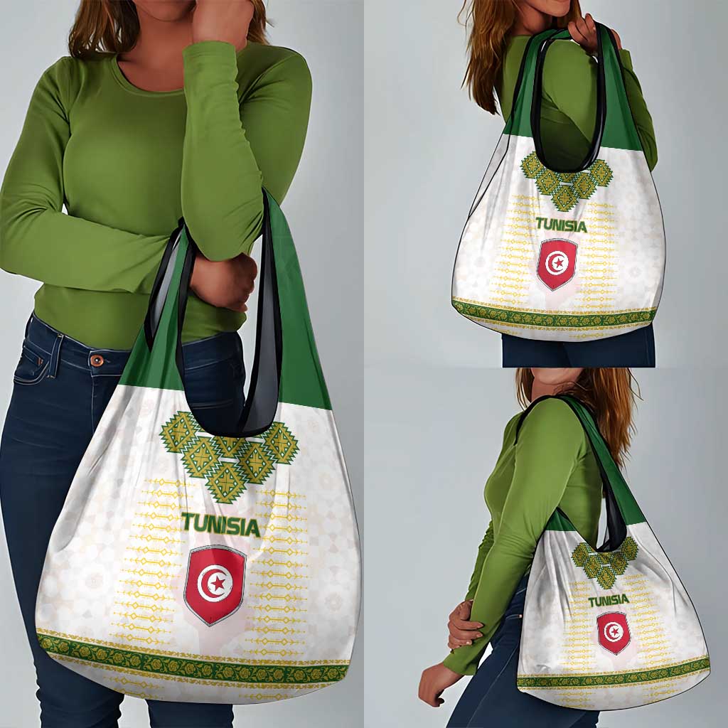 Tunisia Flag Grocery Bag with National Crest and Emblem