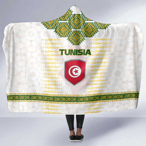 Tunisia Flag Hooded Blanket with National Crest and Emblem