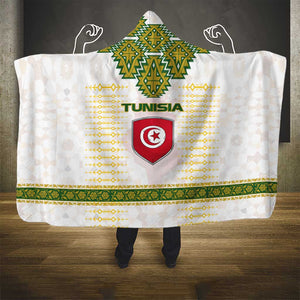 Tunisia Flag Hooded Blanket with National Crest and Emblem