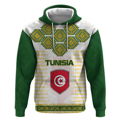 Tunisia Flag Hoodie with National Crest and Emblem