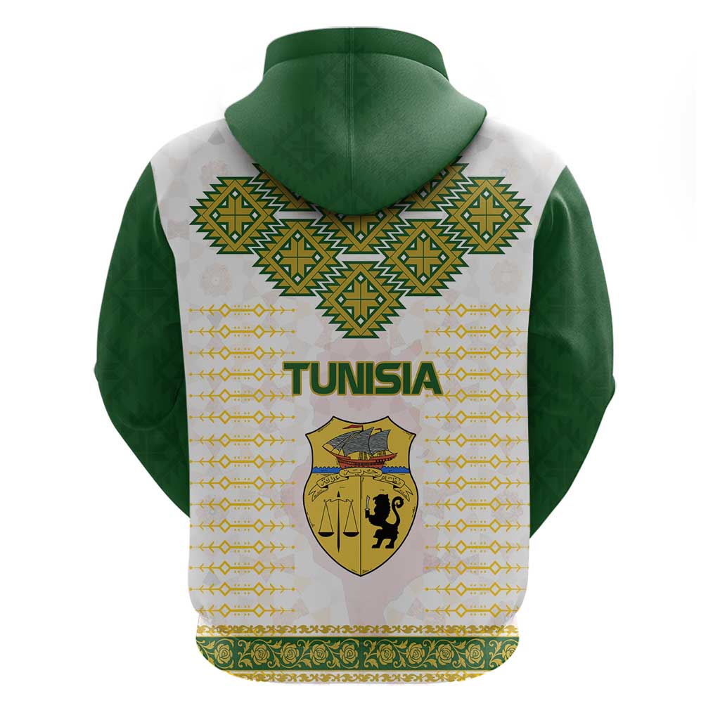 Tunisia Flag Hoodie with National Crest and Emblem