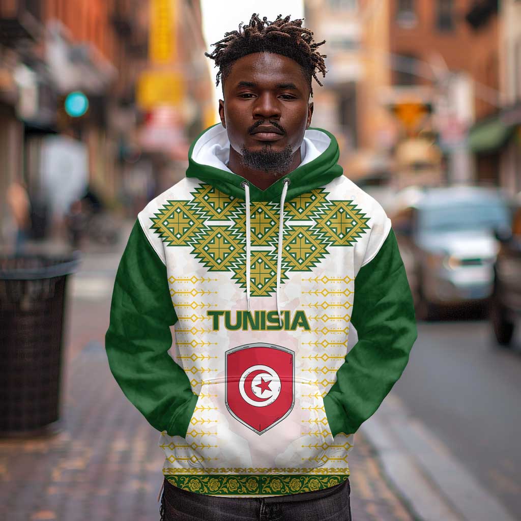 Tunisia Flag Hoodie with National Crest and Emblem
