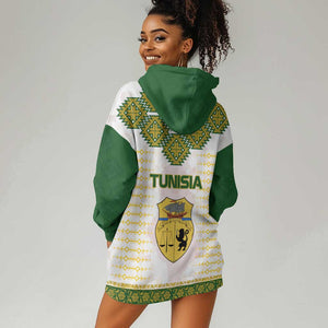 Tunisia Flag Hoodie Dress with National Crest and Emblem