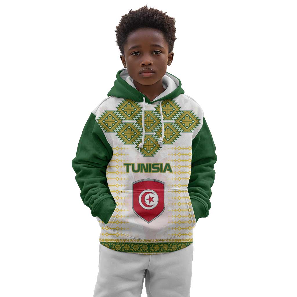 Tunisia Flag Kid Hoodie with National Crest and Emblem