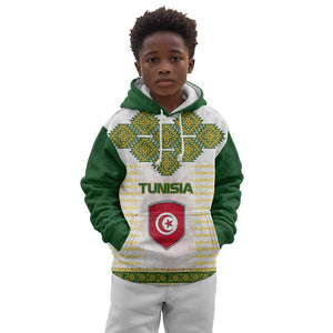 Tunisia Flag Kid Hoodie with National Crest and Emblem