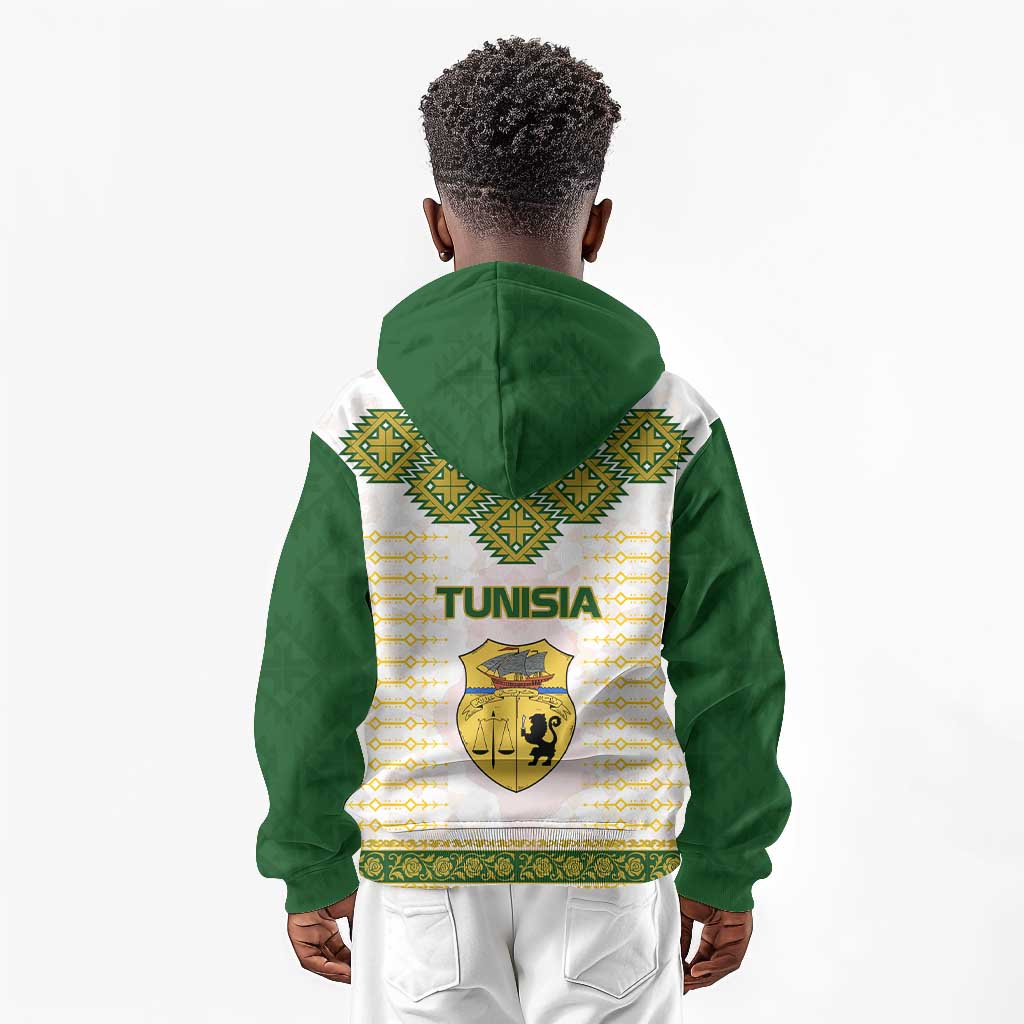 Tunisia Flag Kid Hoodie with National Crest and Emblem