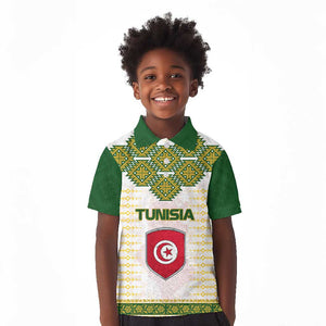 Tunisia Flag Kid Polo Shirt with National Crest and Emblem