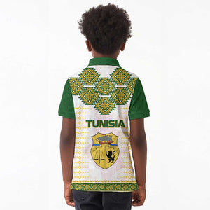 Tunisia Flag Kid Polo Shirt with National Crest and Emblem