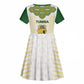 Tunisia Flag Kid Short Sleeve Dress with National Crest and Emblem