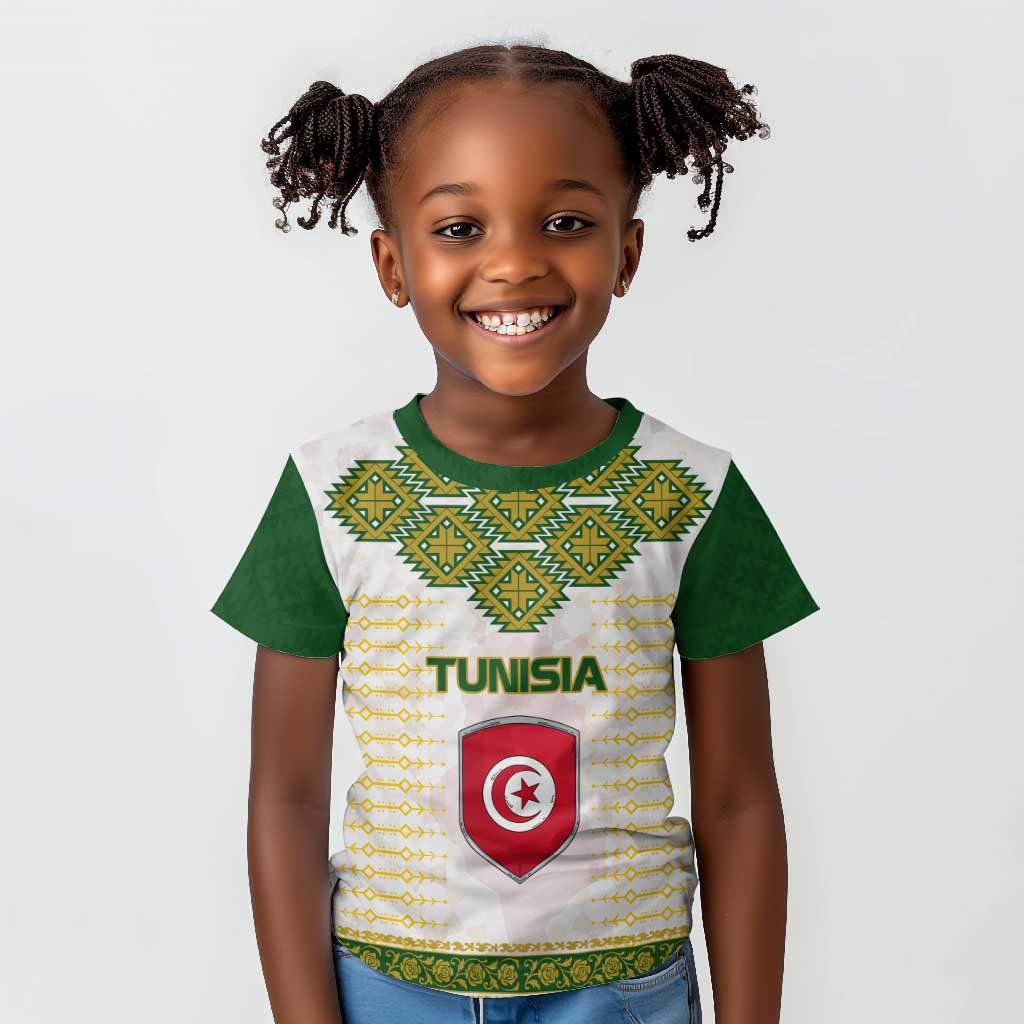Tunisia Flag Kid T shirt with National Crest and Emblem