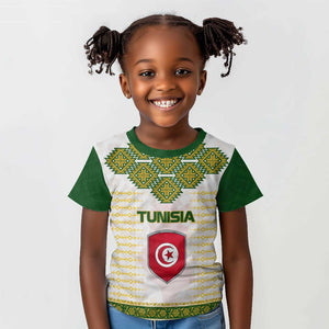 Tunisia Flag Kid T shirt with National Crest and Emblem