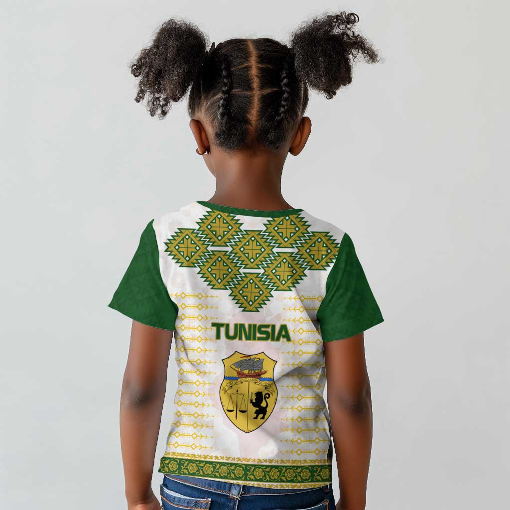 Tunisia Flag Kid T shirt with National Crest and Emblem