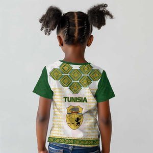 Tunisia Flag Kid T shirt with National Crest and Emblem