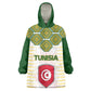 Tunisia Flag Kid Wearable Blanket Hoodie with National Crest and Emblem