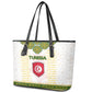 Tunisia Flag Leather Tote Bag with National Crest and Emblem