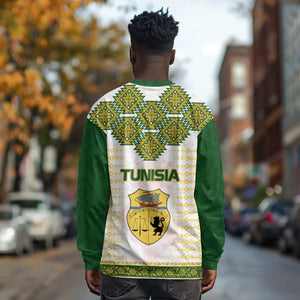 Tunisia Flag Long Sleeve Shirt with National Crest and Emblem