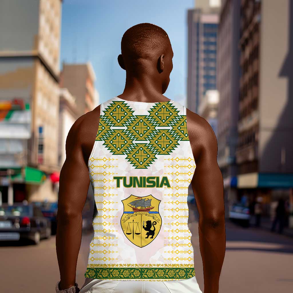 Tunisia Flag Men Tank Top with National Crest and Emblem