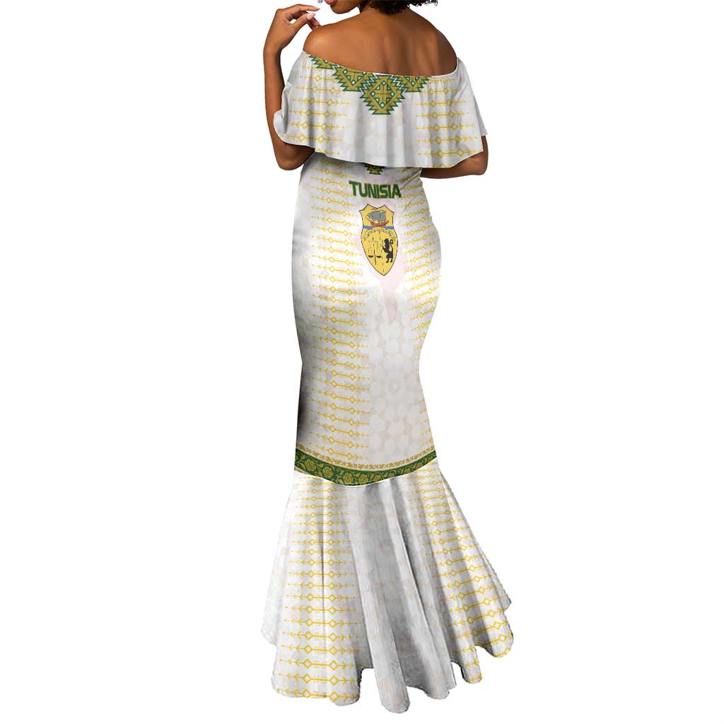 Tunisia Flag Mermaid Dress with National Crest and Emblem