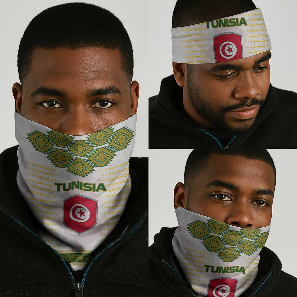 Tunisia Flag Neck Gaiter with National Crest and Emblem - African Pride