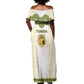 Tunisia Flag Off Shoulder Maxi Dress with National Crest and Emblem