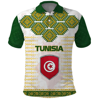 Tunisia Flag Polo Shirt with National Crest and Emblem