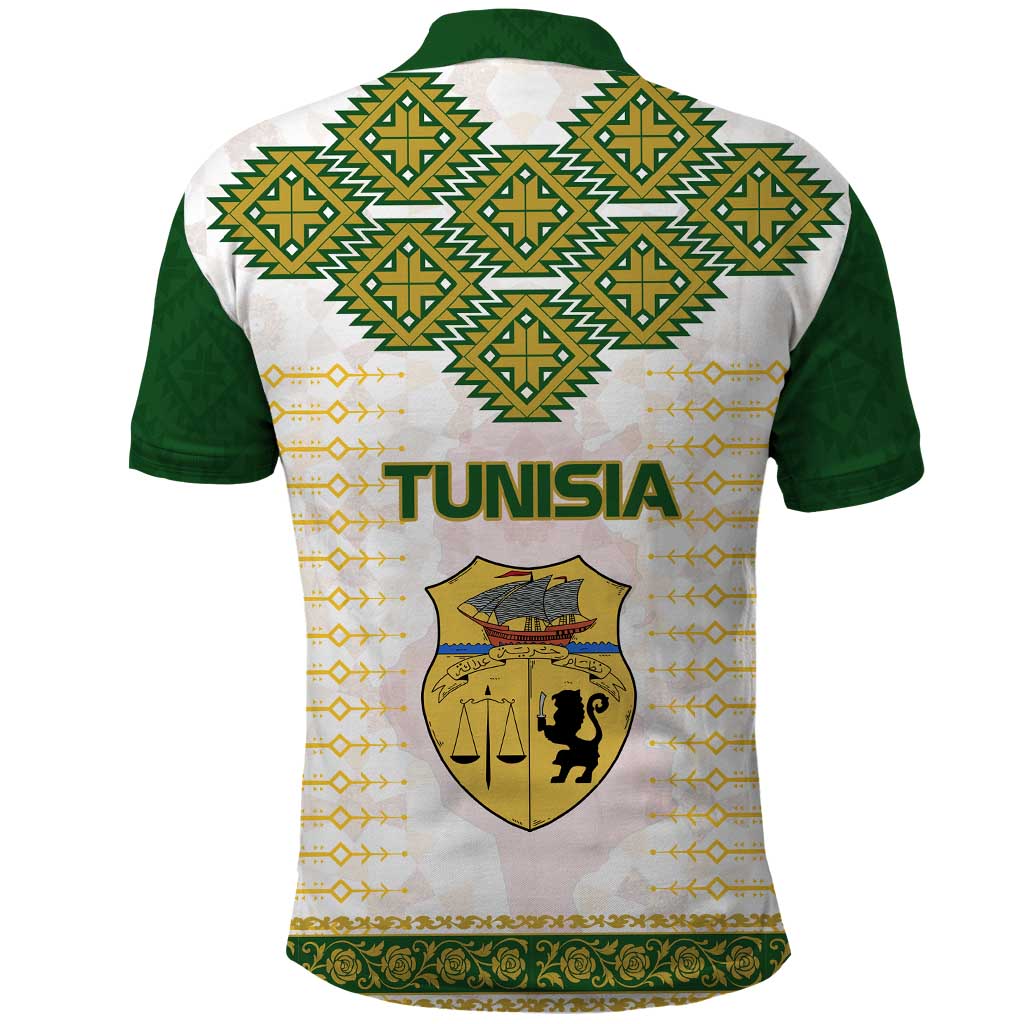 Tunisia Flag Polo Shirt with National Crest and Emblem