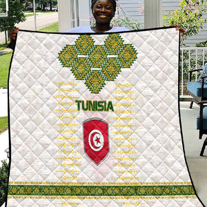 Tunisia Flag Quilt with National Crest and Emblem