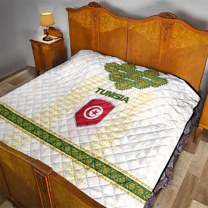 Tunisia Flag Quilt with National Crest and Emblem