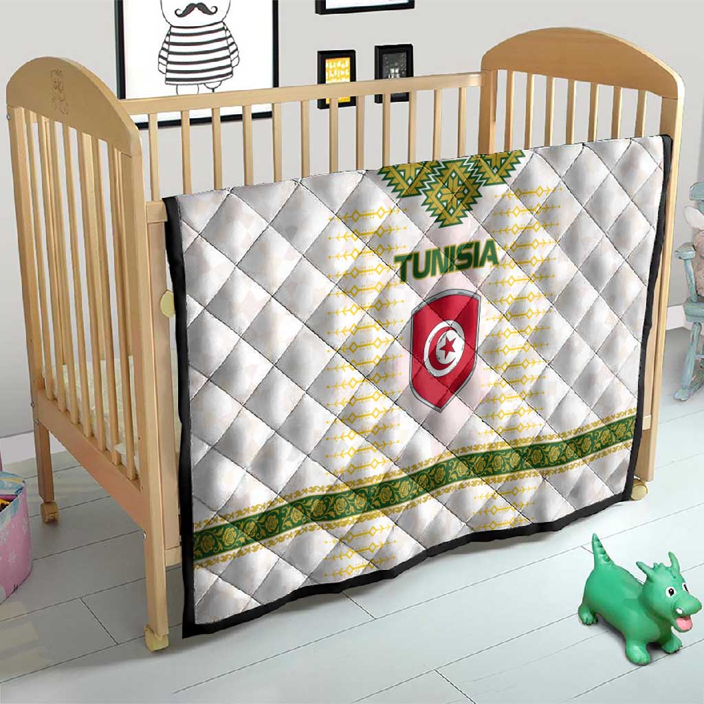 Tunisia Flag Quilt with National Crest and Emblem