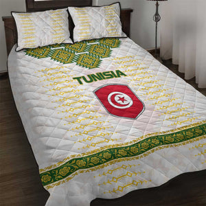 Tunisia Flag Quilt Bed Set with National Crest and Emblem