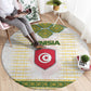 Tunisia Flag Round Carpet with National Crest and Emblem